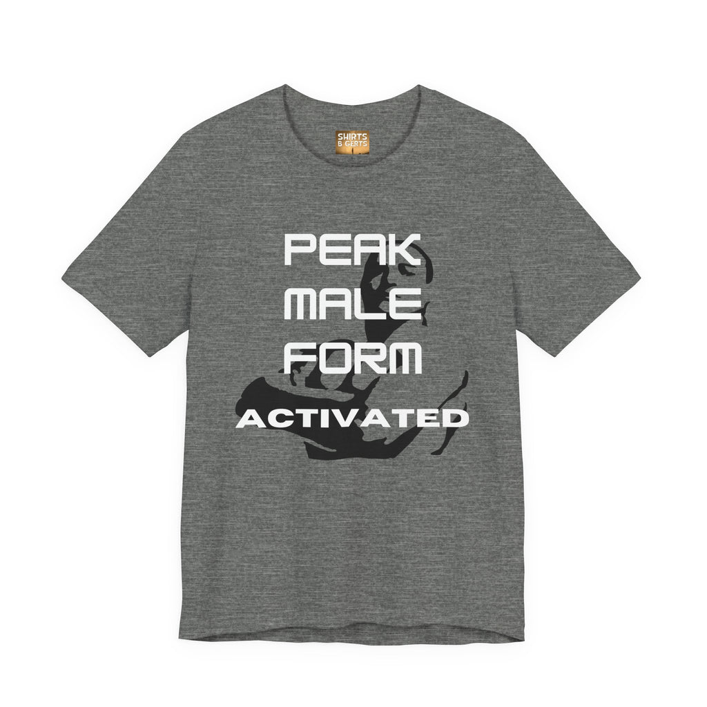 Peak Male Performance Activated with Strong Background Workout Empowering Bella Unisex Jersey Short Sleeve Tee