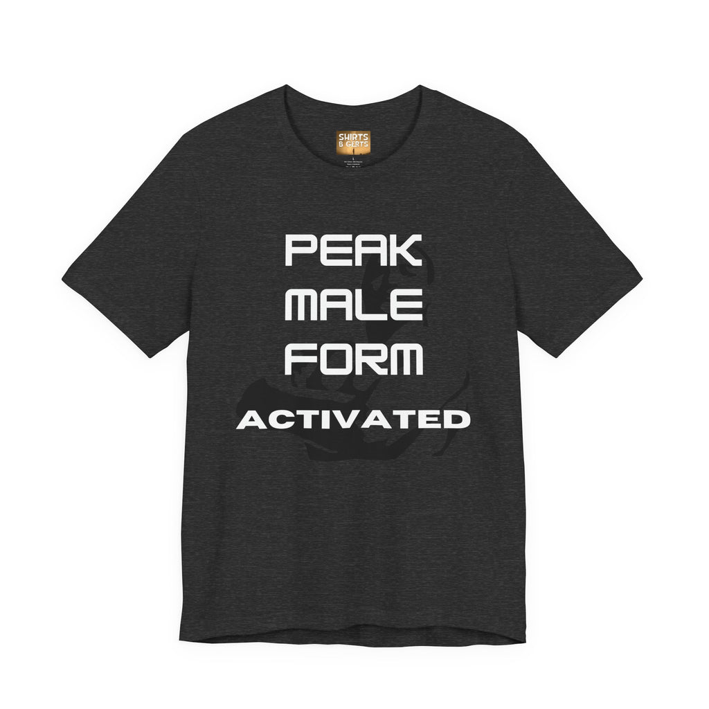 Peak Male Performance Activated with Strong Background Workout Empowering Bella Unisex Jersey Short Sleeve Tee