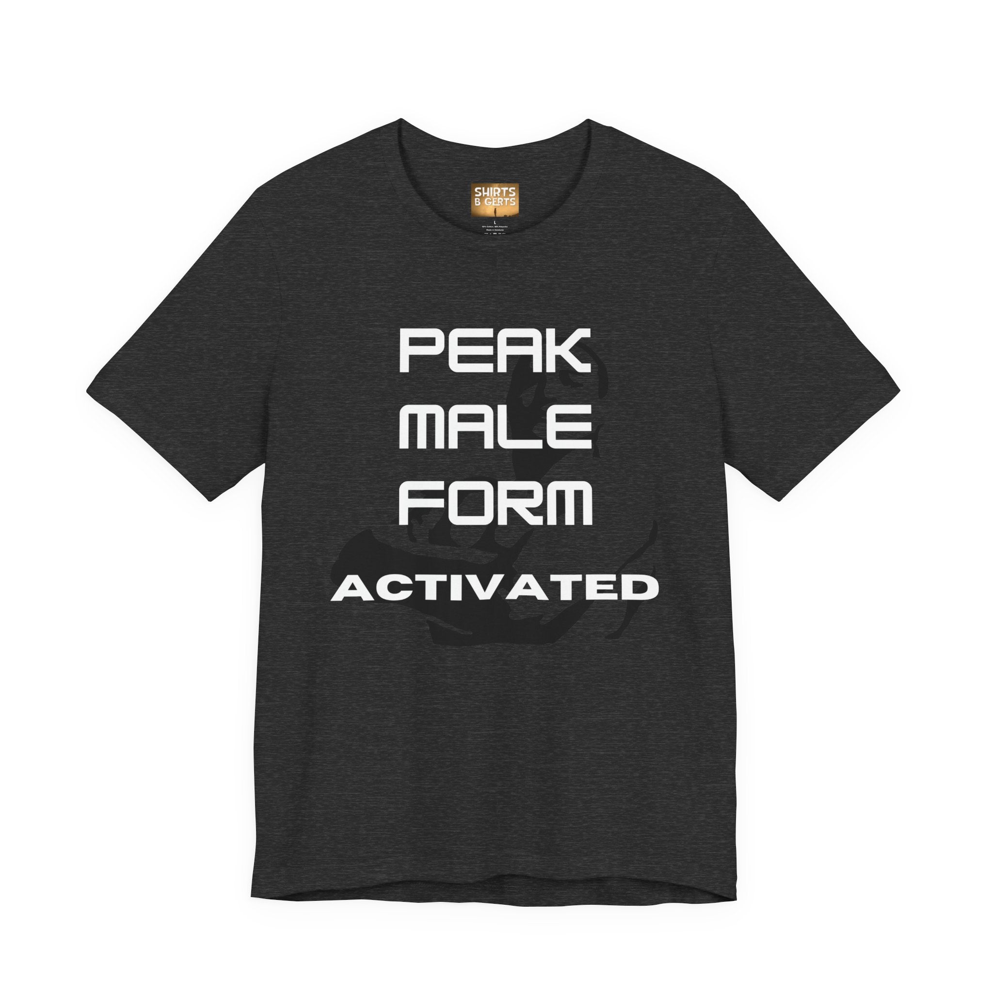 Peak Male Performance Activated with Strong Background Workout Empowering Bella Unisex Jersey Short Sleeve Tee