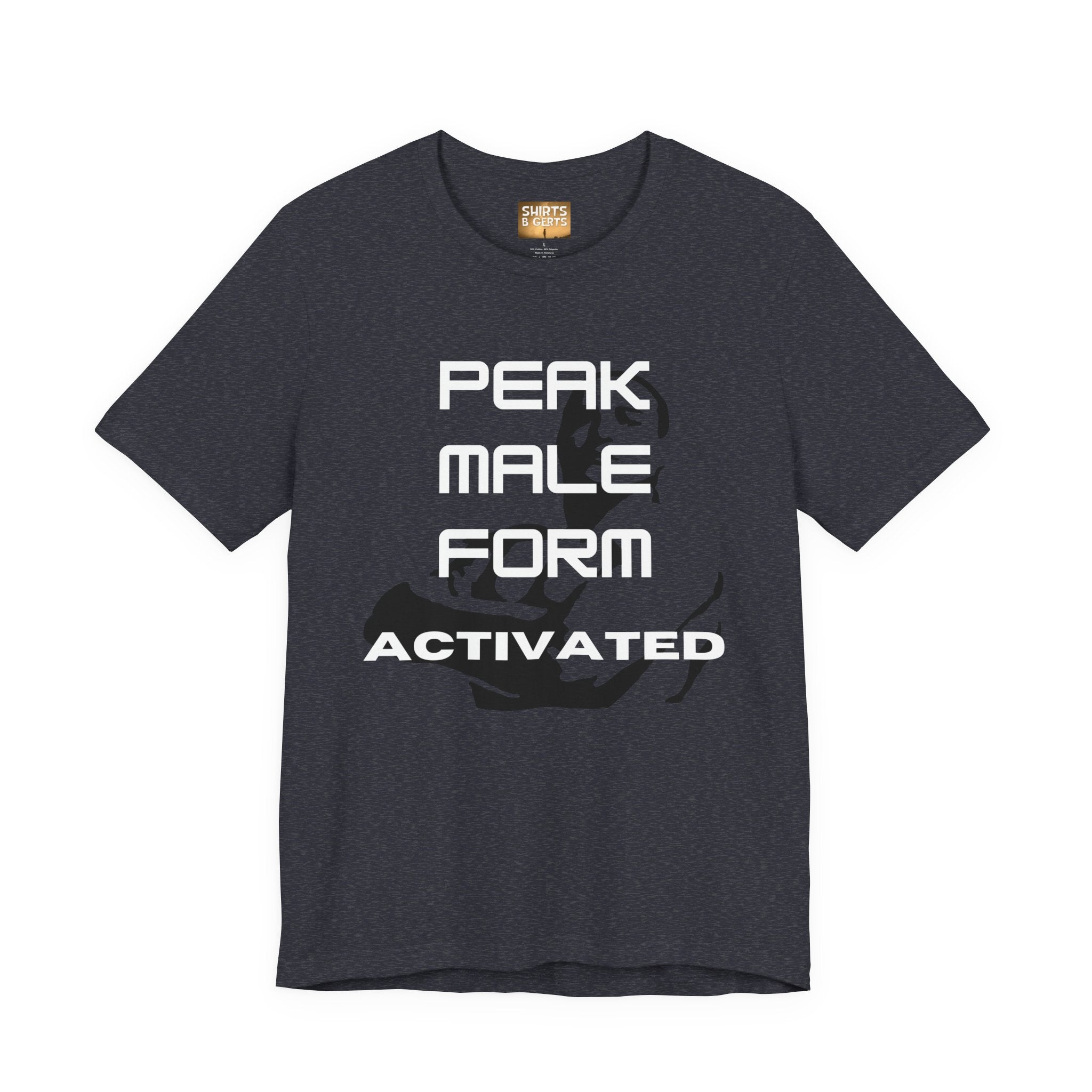 Peak Male Performance Activated with Strong Background Workout Empowering Bella Unisex Jersey Short Sleeve Tee