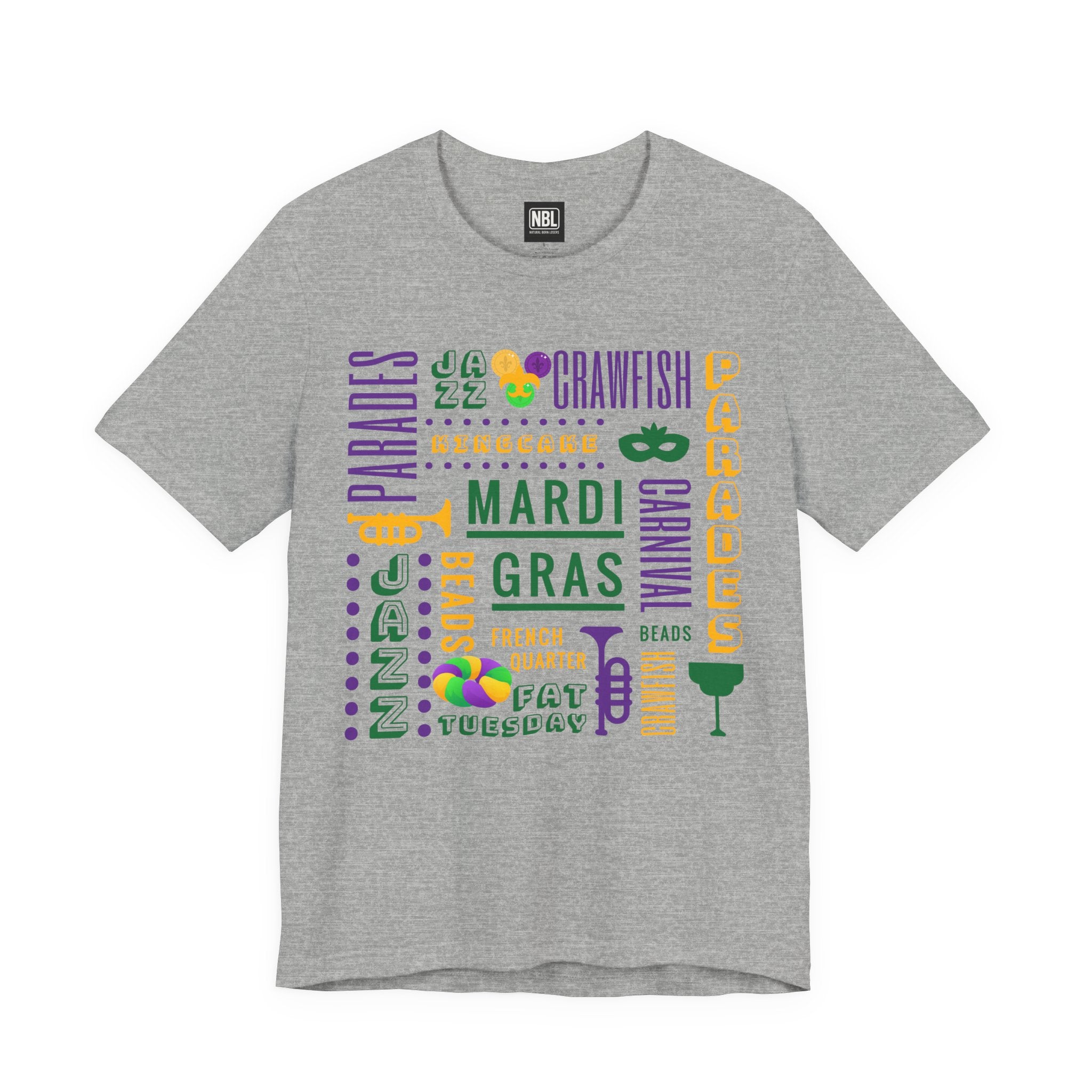Mardi Gras Typography Tee — Carnival, Parades & Beads Festival Shirt