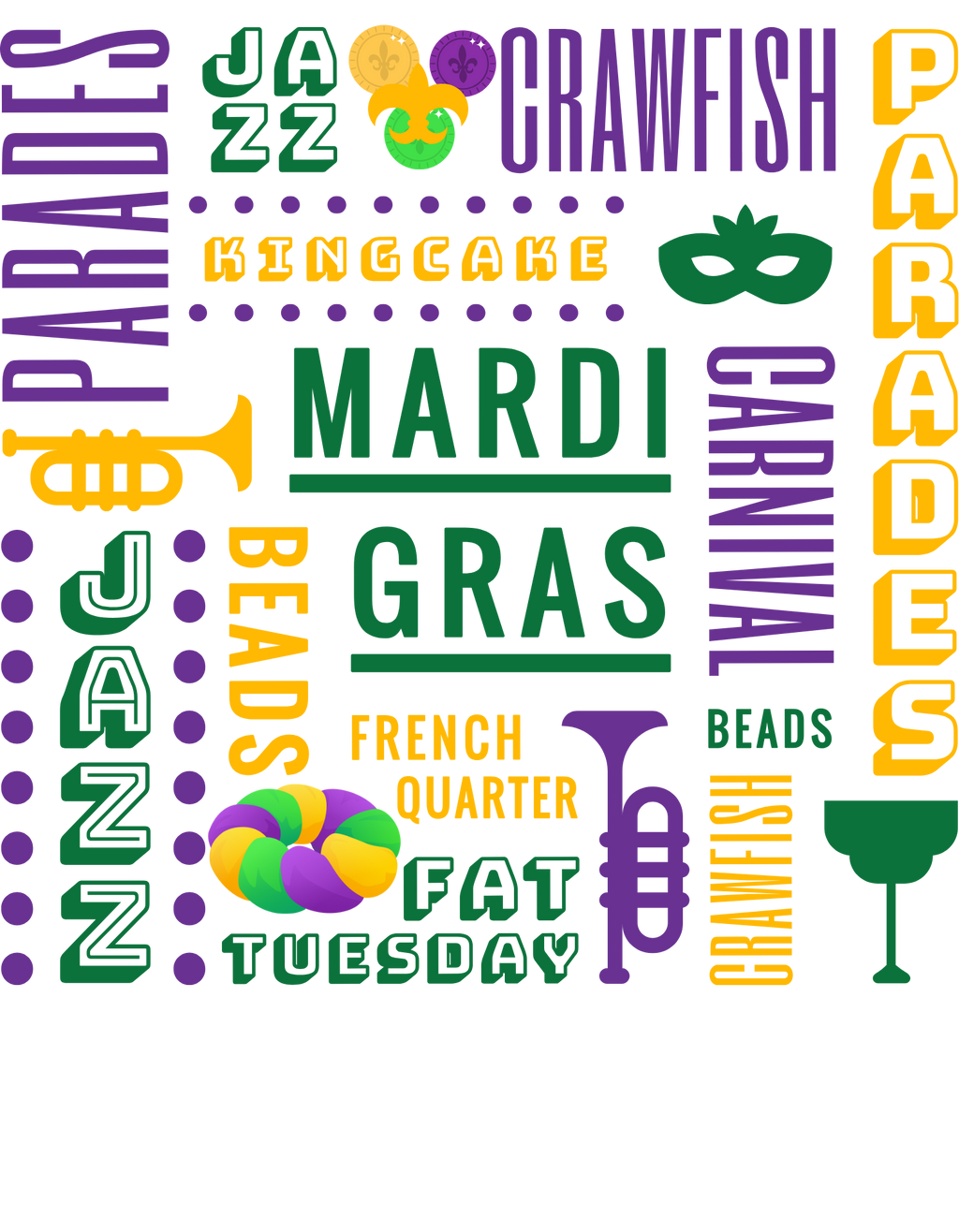 Mardi Gras Typography Tee — Carnival, Parades & Beads Festival Shirt