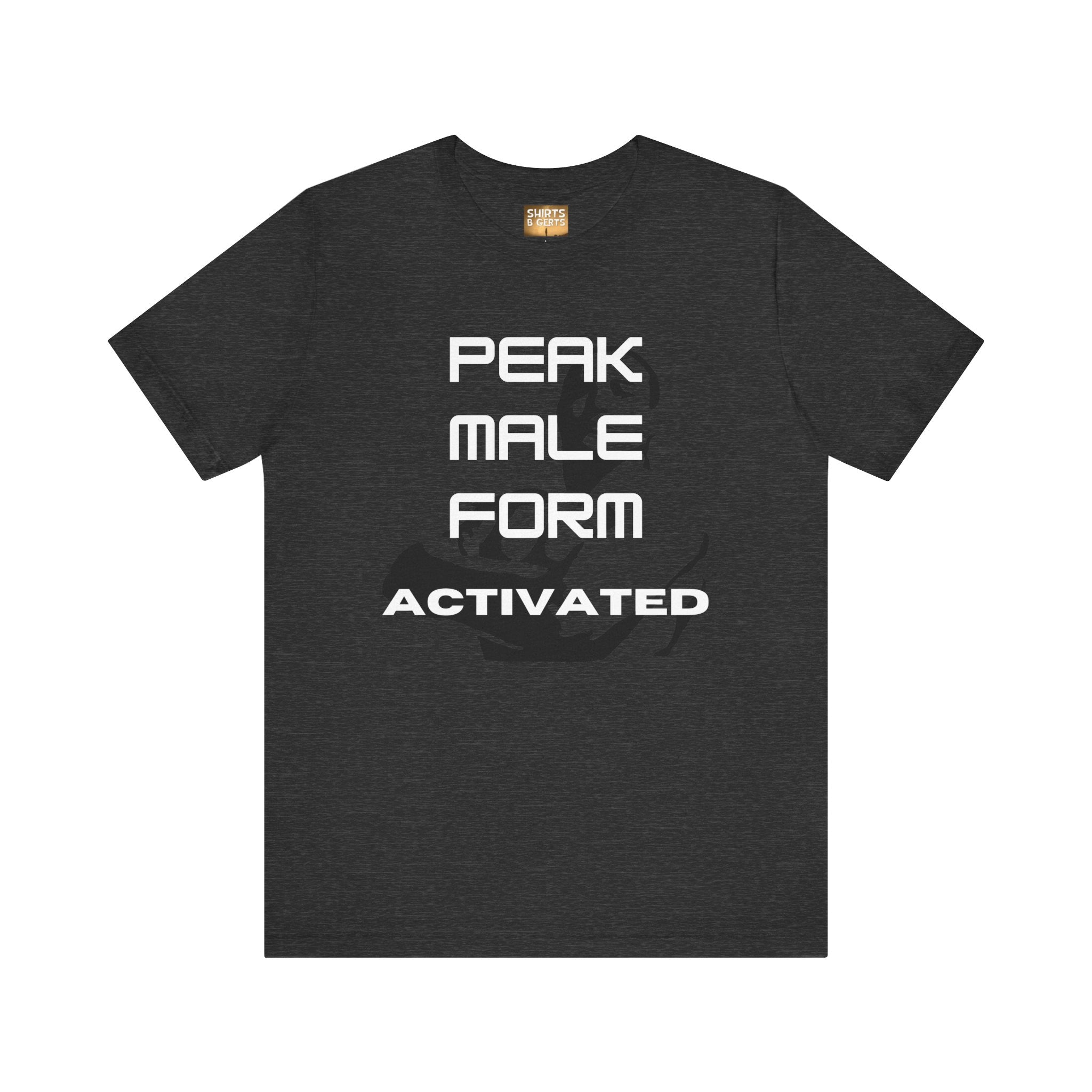Peak Male Performance Activated with Strong Background Workout Empowering Bella Unisex Jersey Short Sleeve Tee