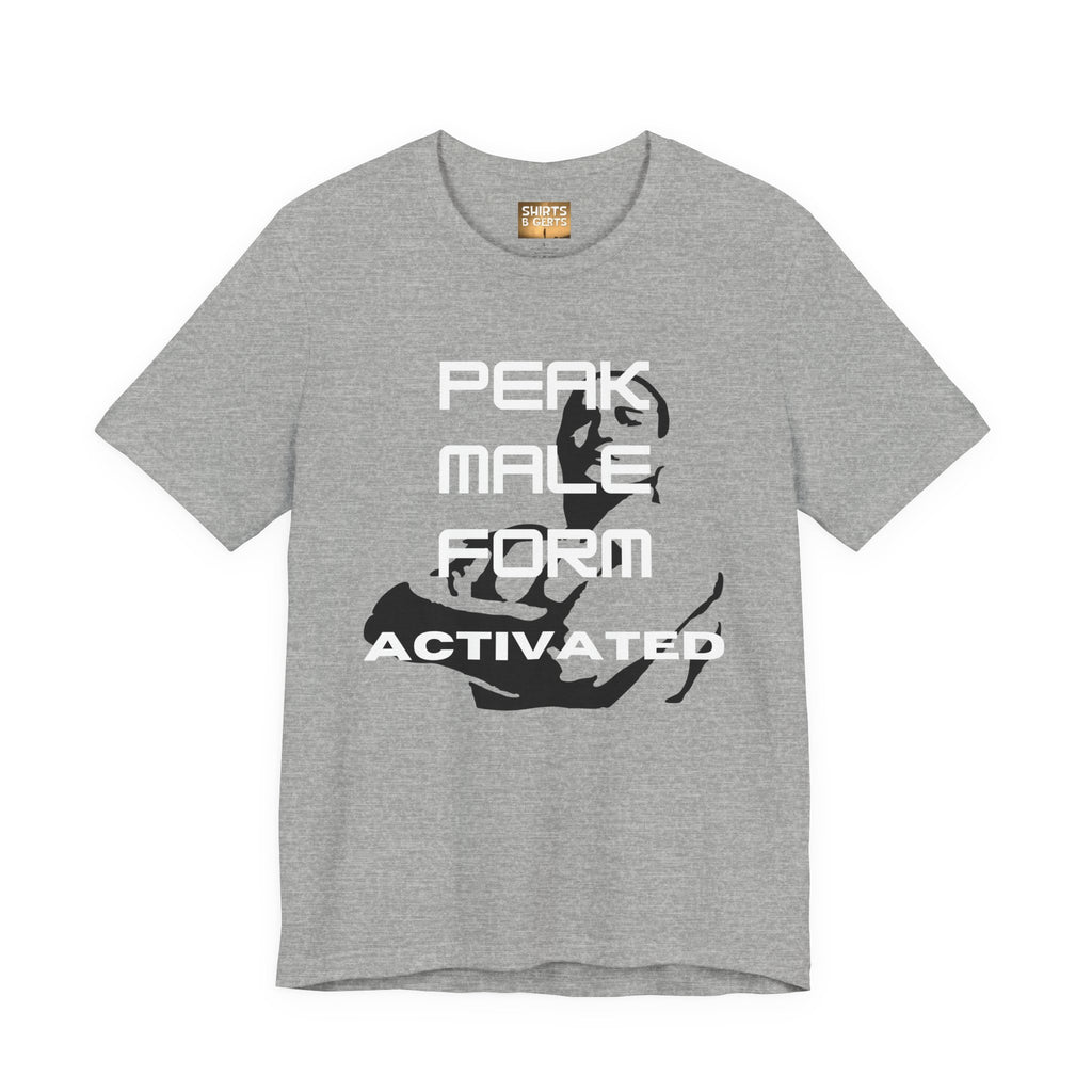 Peak Male Performance Activated with Strong Background Workout Empowering Bella Unisex Jersey Short Sleeve Tee