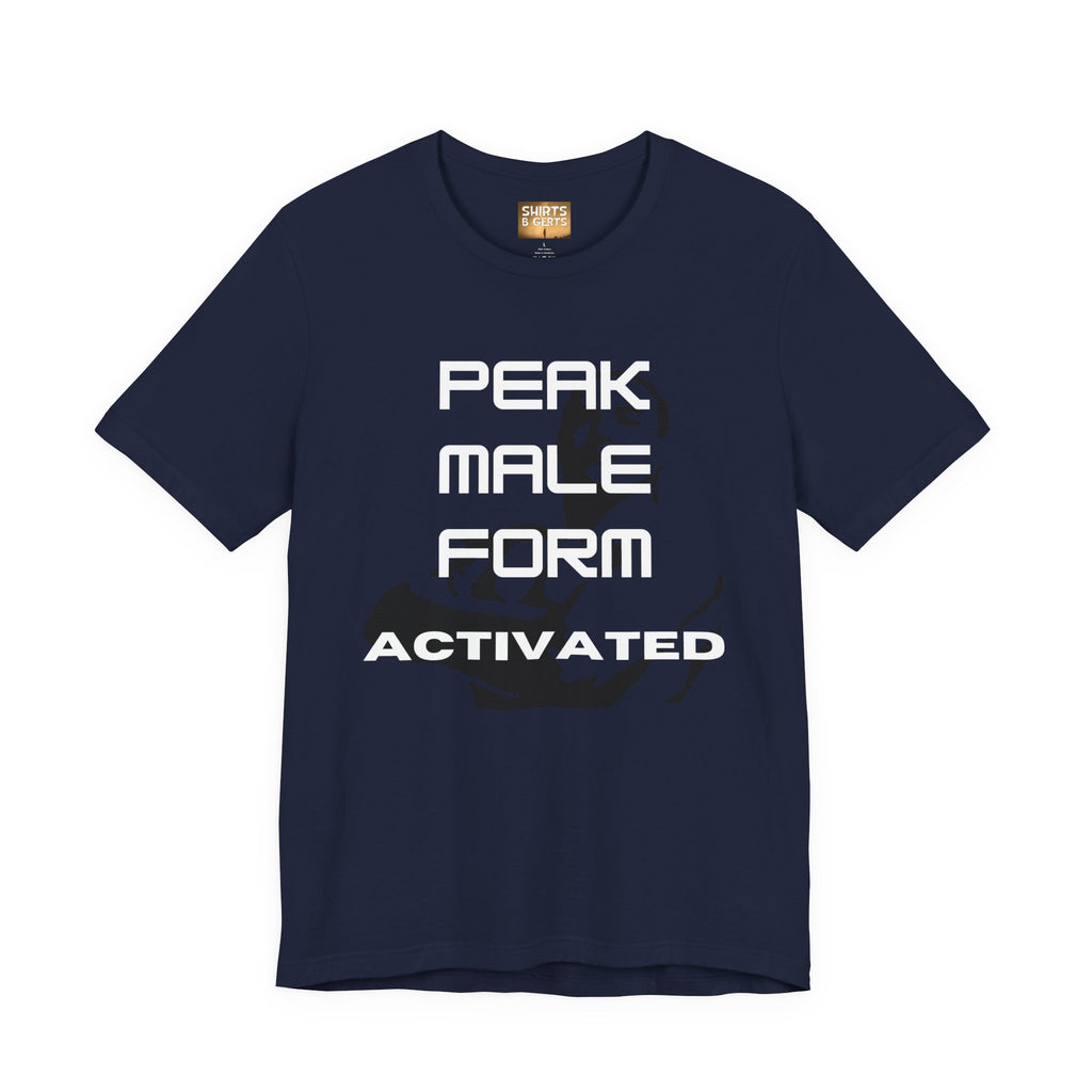 Peak Male Performance Activated with Strong Background Workout Empowering Bella Unisex Jersey Short Sleeve Tee