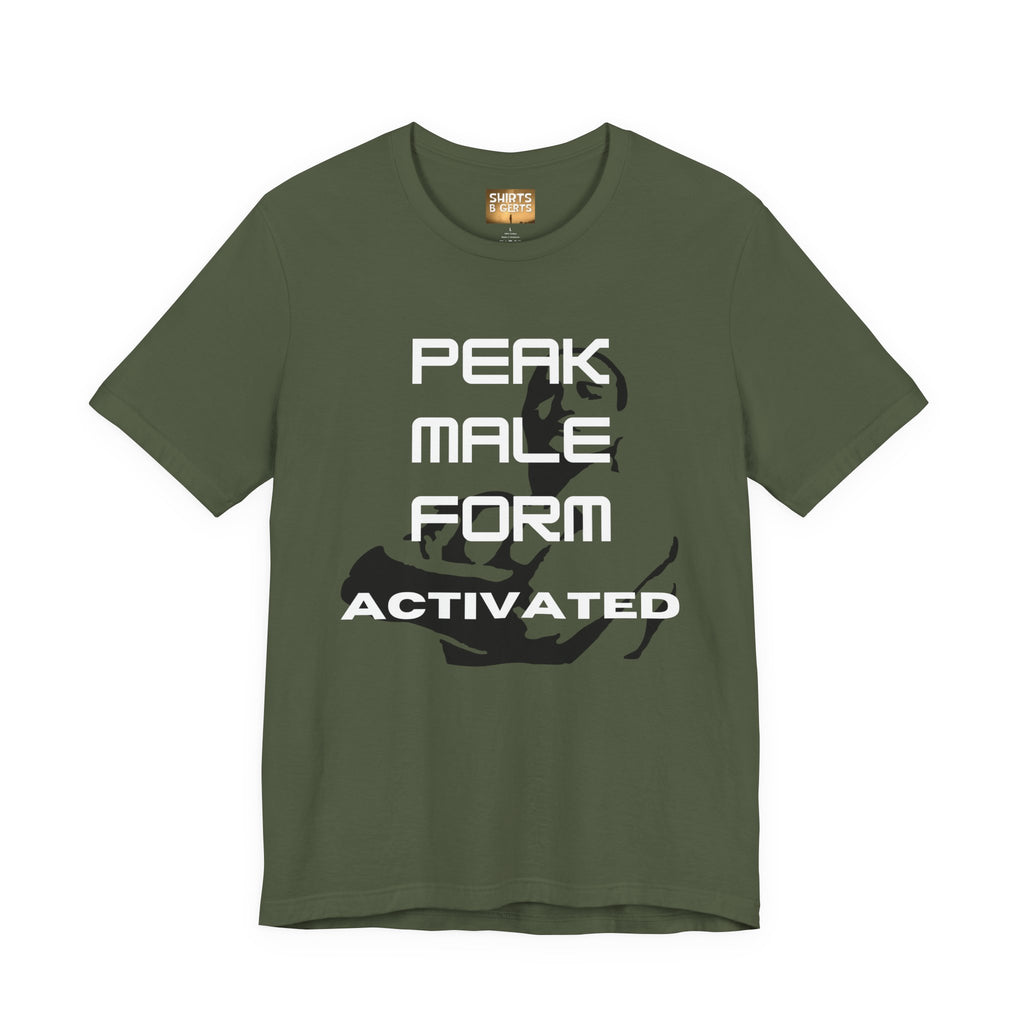 Peak Male Performance Activated with Strong Background Workout Empowering Bella Unisex Jersey Short Sleeve Tee