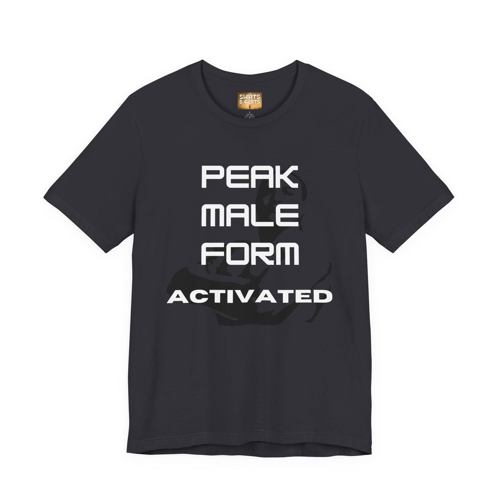 Peak Male Performance Activated with Strong Background Workout Empowering Bella Unisex Jersey Short Sleeve Tee