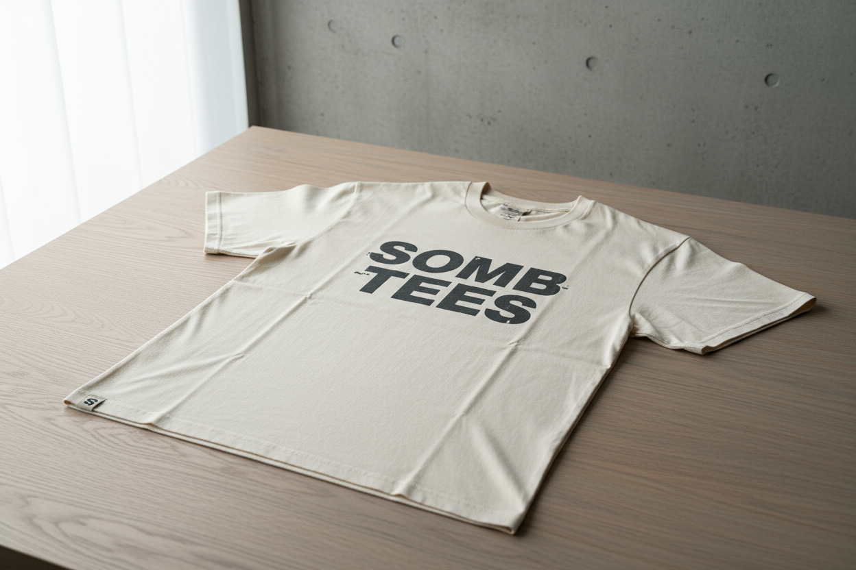 A TSHIRT WITH SOMB TEES WRITTEN ON IT